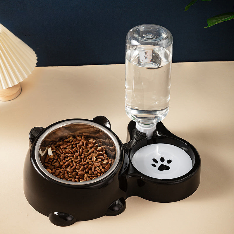 Feeder and water dispenser set for cats and dogs