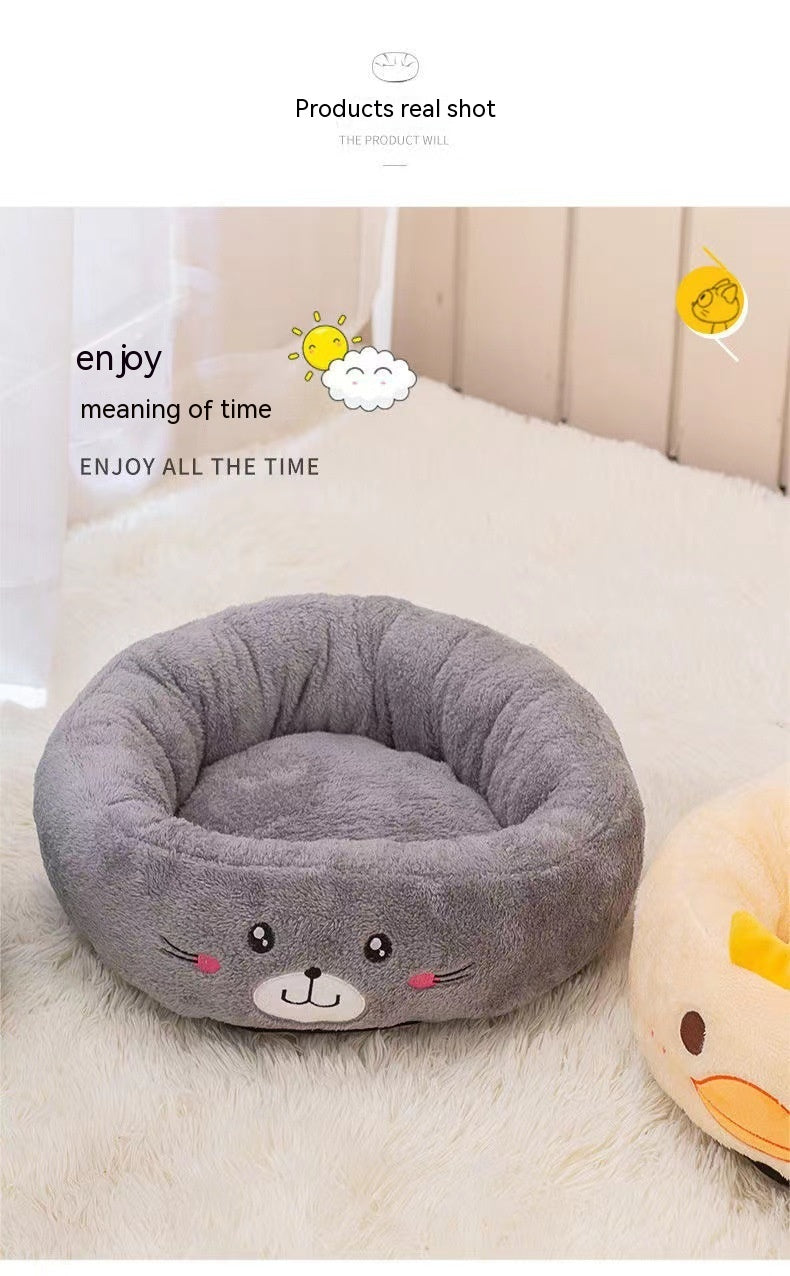 Cartoon Embroidery Four Seasons Universal Winter Warm Pet Bed