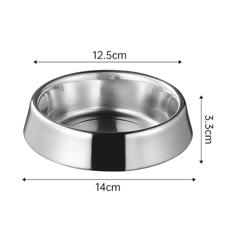 Stainless steel pet bowl, bite-resistant, spill-proof, drop-proof, easy to wash, non-slip.