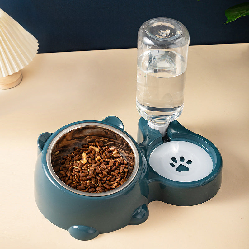 Feeder and water dispenser set for cats and dogs