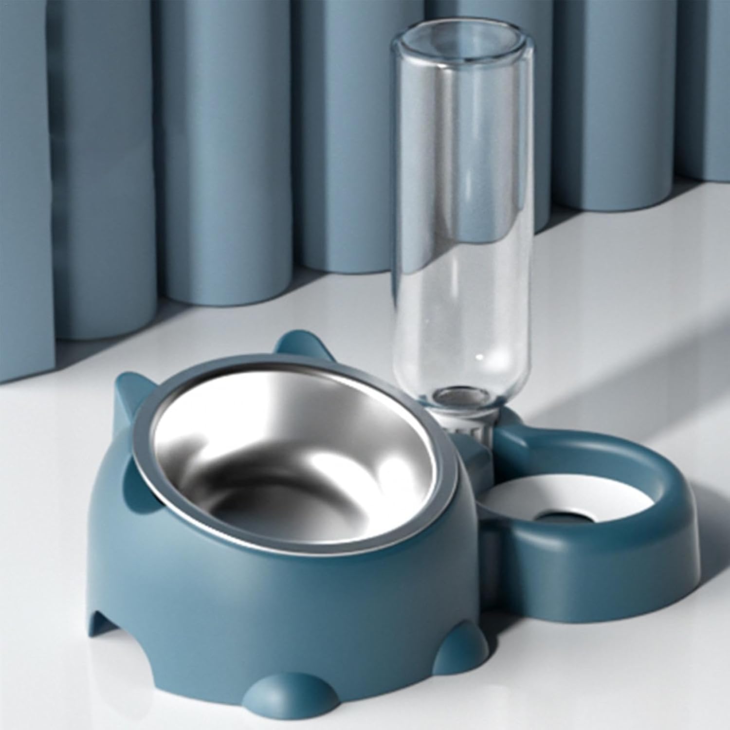 Feeder and water dispenser set for cats and dogs