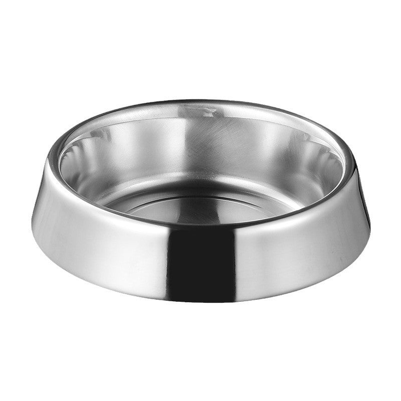 Stainless steel pet bowl, bite-resistant, spill-proof, drop-proof, easy to wash, non-slip.