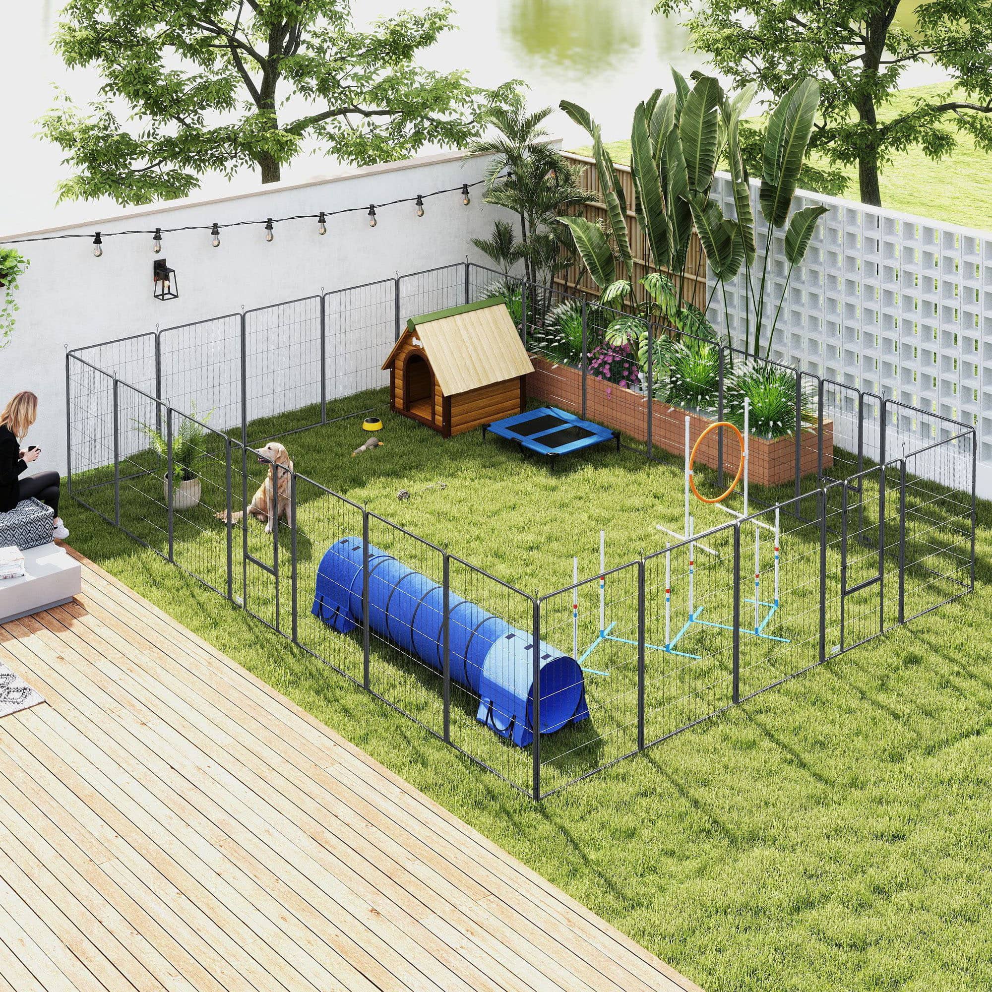 Dog Playpen For Indoor Outdoor, 24 Panels