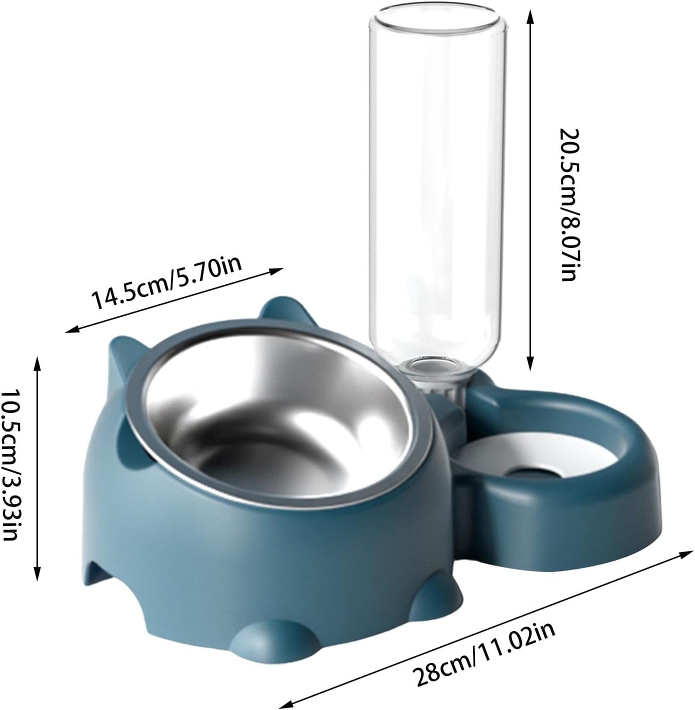 Feeder and water dispenser set for cats and dogs