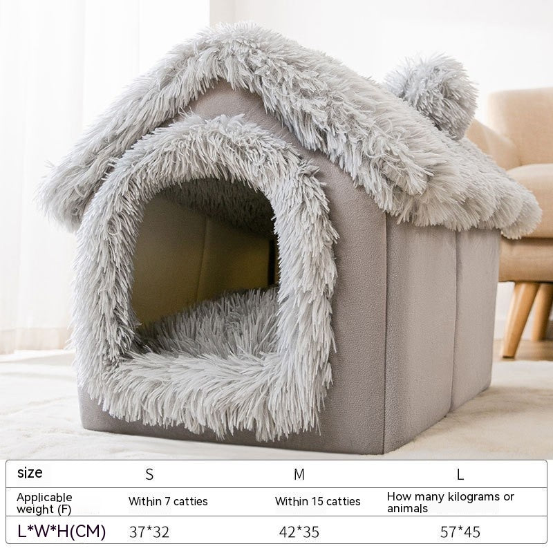 Autumn And Winter Cat Arctic Warm Thickened Pumpkin Dog Closed Windproof Pet Bed