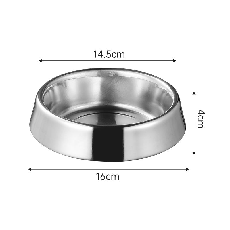 Stainless steel pet bowl, bite-resistant, spill-proof, drop-proof, easy to wash, non-slip.