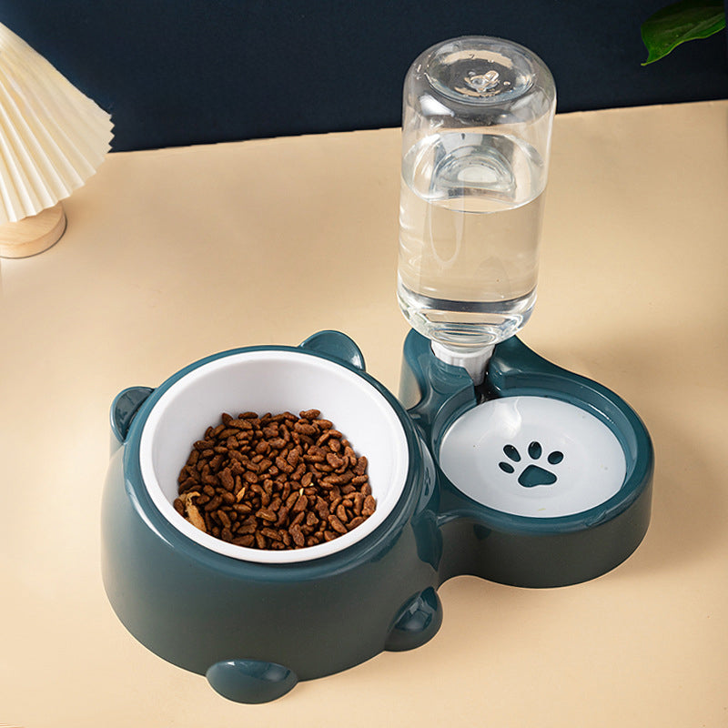 Feeder and water dispenser set for cats and dogs