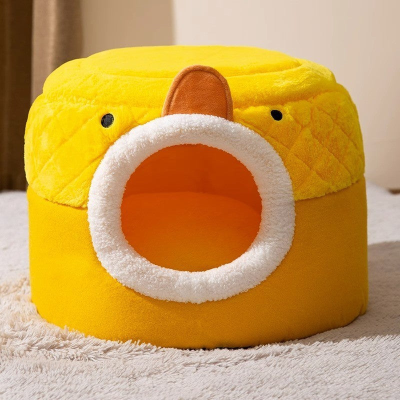 Autumn And Winter Cat Arctic Warm Thickened Pumpkin Dog Closed Windproof Pet Bed
